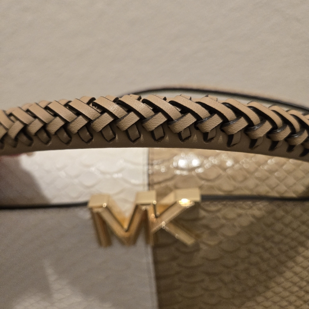 Michael Kors NWOT Karlie Small Two-Tone Snake Embossed Leather Crossbody Bag - Picture 8 of 15